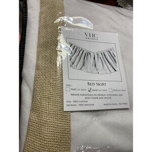 Queen Fringe Bedskirt Burlap Vintage Style New